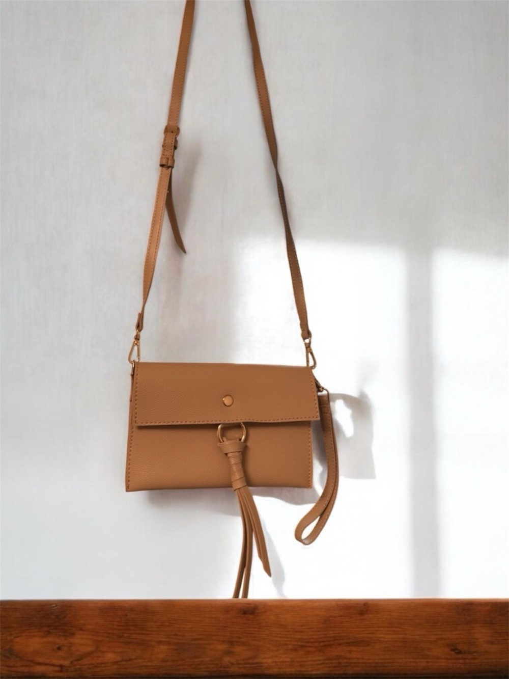 Chico's Tan Crossbody Bag with Tassel Detail